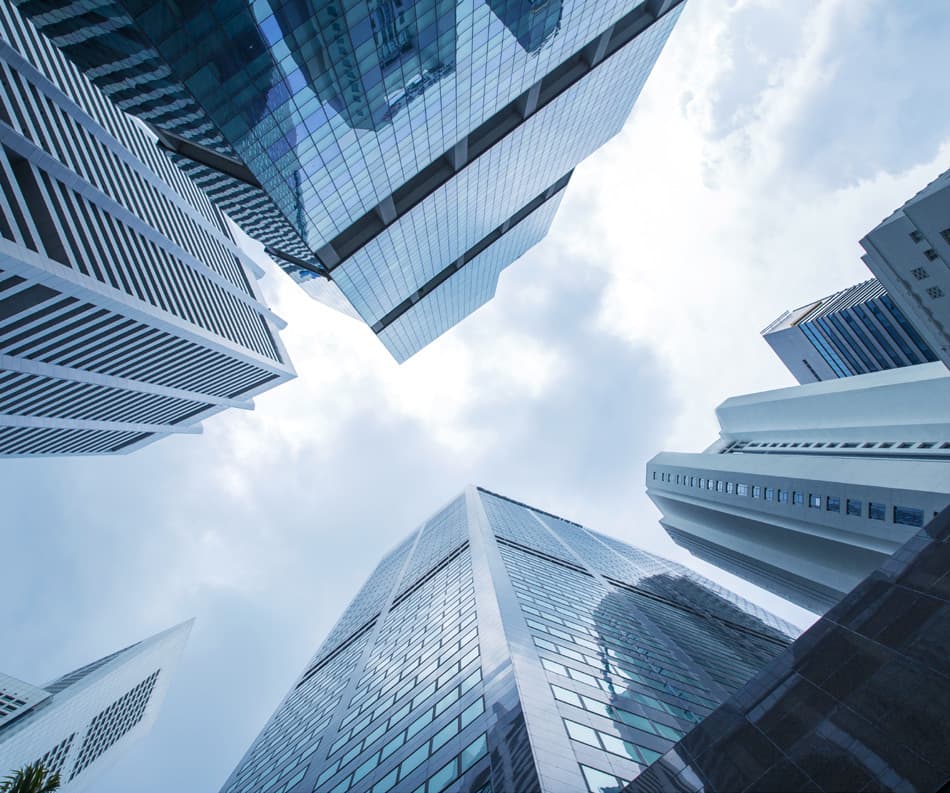 Techno Corp building with gradient overlay